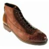 Mauri Brown Genuine Body Alligator / Calfskin Wingtip Ankle Boots. -Shoe Style Shop wingtipbraown20muari